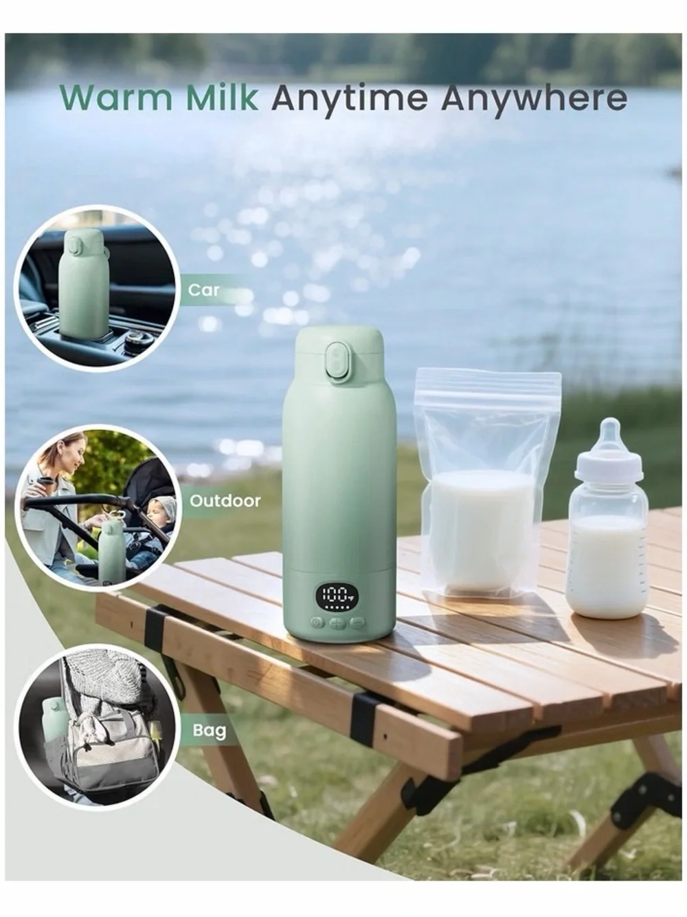 Portable Baby Bottle Warmer – Light Green